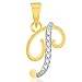 Alphabet Collection Initial Letter "P"Gold and Rhodium Plated Alloy Pendant for Men & Women made with Cubic Zirconia -  P1109G [VKP1109G] RS.161.00