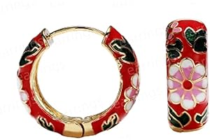 ZNDIJE Vintage Enamel Huggie Hoop Earrings for Women Delicate Enamel Round Circle Hoop Earrings Trendy Flower CZ Earrings Jewelry
