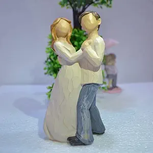 CraftVatika Romantic Love Couple Standing Statue Showpiece for Valentine Day, Miniatures Couple Gift for Lover Boyfriend Girlfriend Husband Wife 2.5x1x6 Inches (Type 4)
