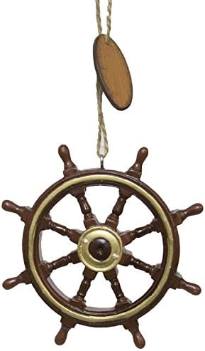 Nautical Christmas Decoration - Authentic Looking Ship Wheel Ornament