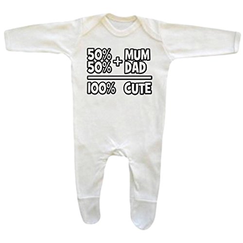Baby Girl's 50% Mum 50% Dad Funny Rompersuit 0-3M White