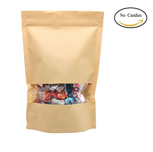 Zedtom 100STK Tüten Papiertüten Kekstüten aus Kraftpapier mit Sichtfenster für Bonbons Lebensmittel Nuss Kaffeebohne