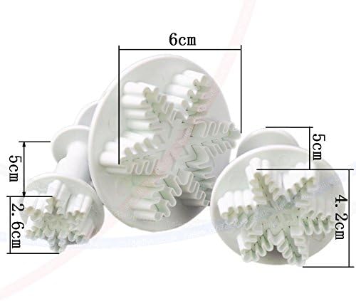 Christmas Cake Fondant Sugarcraft Cookies Biscuits Decorating Cutters Plungers UK Delivery (3 pcs 6-branch snowflake plungers)
