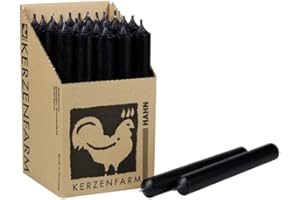 MISS LOVELY Stabkerzen 10 Stück Tafelkerzen durchgehend gefärbt Spitzkerzen für die Tisch-Deko zur Hochzeit Weihnachten & Party Farbe: Schwarz Höhe:18cm