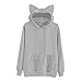 Produktbild Beginfu Damen Cat Ears Solid Color Langarm Hoodie Herbst Winter Lässige Sweatshirt mit Kapuze Niedlichen Pullover Fashion Tops Party Bluse Bedruckt Tops Teenager Mädchen Langarm Pulli Pullover