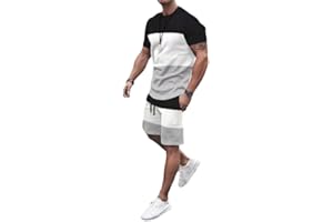 Osheoiso Trainingsanzug für Herren Sommer Sportanzug 2 Teiliges Outfit Sport Set Kurzarm Sportanzug T-Shirts + Kurze Hose Sets Freizeitanzug Männer Trainingsanzug Sporthose