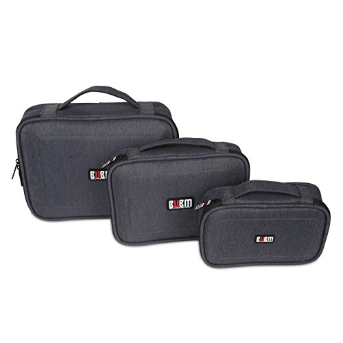 BUBM 3 Stücke Mehrfachfunktion Kabelorganiser Tasche Reisetasche mit Doppelschichten für Elektronische Zubehöre wie Netzteil, Maus und USB Stricks, Schwarz - 9