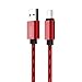 Produktbild PhoneStar USB A Ladekabel auf USB Typ C 3.1 - Nylon Textil Datenkabel - für Google Chromebook Pixel, Nexus 5X, 6P, OnePlus 2, OnePlus 3, HTC 10, MacBook Pro etc. - rot