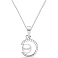 Clara 925 Sterling Silver Zola Real Pearl Pendant Earrings Chain Necklace Jewellery Set | Platinum Plated, Swiss Zirconia |Gift for Women and Girls