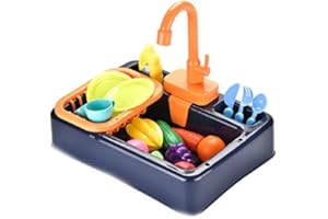 NIWWIN Ensemble de Jouets pour évier de Cuisine pour Enfants avec Cadeaux éducatifs pour l'eau Courante (Bleu)