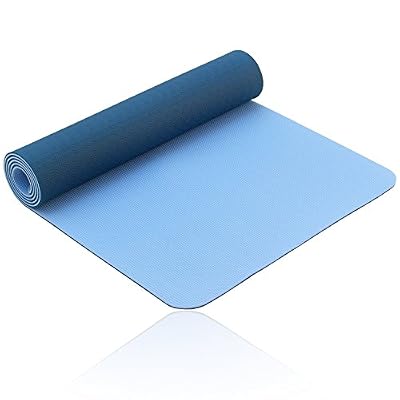 Bodhi Tapis de yoga “Lotus Pro II” 183 x 60 cm , 6 mm - surface tendre et adhérente en mousse TPE non-polluante et 100% recyclable (bleu/bleu clair)