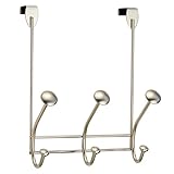 mDesign Türgarderobe – Hakenleiste zum Einhängen in die Tür – mit 6 Haken für Mäntel, Jacken, Bademäntel, Handtücher in Flur und Bad – satiniert - 3