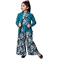 SPAMitude Girls Self Designed Premium Cotton Jacket Jumpsuit Dress | Floral Printed Jumpsuit Jacket Set for Birthday Girl