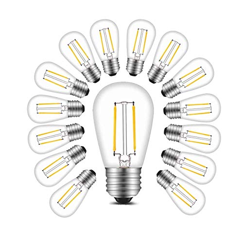 BRTLX Lampadina Filamento LED E27 S14 2W 150lm Bianca Calda 2700K Equivalente a 11W Pacco da 15[Classe di efficienza energetica A+]