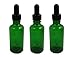 Produktbild DREI Grün Glasflasche (30ml) mit Tropfer Pipetten. Geeignet für AAlterantive Therapien, Kunst, Basteln, Erste Hilfe, Bartöl, Haaröl, Seren, Duftend Öle usw.