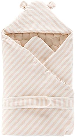 Poliking Newborn Baby Unisex Thicken Winter Organic Cotton Infant Wrap Baby Wearable Blanket (Natural Stripe)