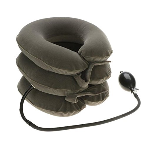 3 Capas Almohada Cervical Inflable Collar del Cuello y el Dolor Terapéutico QYQ01 (Gris)