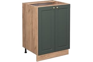 ‎VICCO Vicco Küchenunterschrank Fame-Line, Grün-Gold Landhaus/Goldkraft Eiche, 60 cm ohne Arbeitsplatte