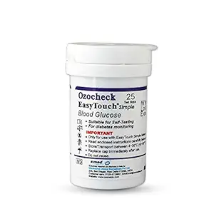 Ozocheck OZE25 Blood Glucose Test Strips | Accurate & Fast Results | Pack of 25 Strips (Only Strips)