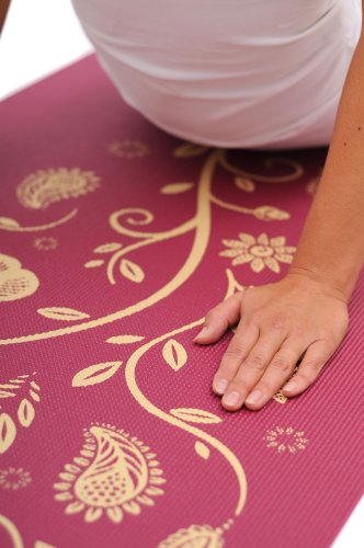 Yogistar Yogamatte basic Indian Flower – rutschfest – Bordeaux - 2