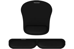 ‎TECKNET TECKNET Mauspad mit Handauflage, Gelkissen Mousepad und Tastatur Handgelenkauflage Set aus ergonomischem Gedächtnisschaum Faltbar, Wasserdicht Mousepad für Geschäftsreisen, Reisen, Arbeiten und Spiel