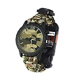 Yves25Tate Multifunktionen Sport Armbanduhr, USB-Lade, mit Wasserdicht Taschenlampe lila Licht Pfeife, Kratzfest Langlebig, aus Zinklegierung