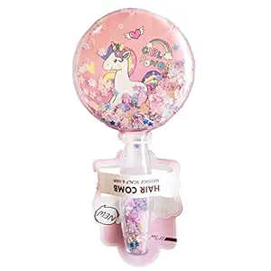 Smizzy Unicorn Round Hair Comb, Unicorn Paddle Hair Styling Brush Large Soft Bristle for Kids Girls Toddler Women Long Straight Curly Wet Dry, 1 pc, Random color