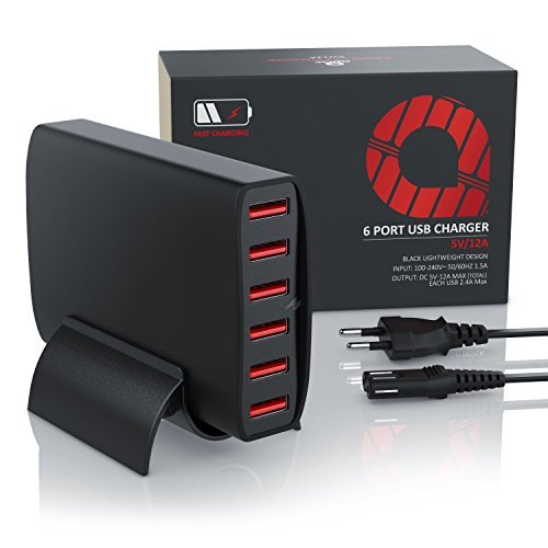 CSL – USB Netzteil 60W 6-Port / Ladegerät mit 12000mA / 60 Watt (Schnellladeadapter)| 6-Port USB Ladeadapter / USB Charger | 5V DC USB Ladeadapter | effektiver Schutz vor Kurzschlüssen und Überlast | geeignet für Handys, Smartphones, Tablets uvm. - 4