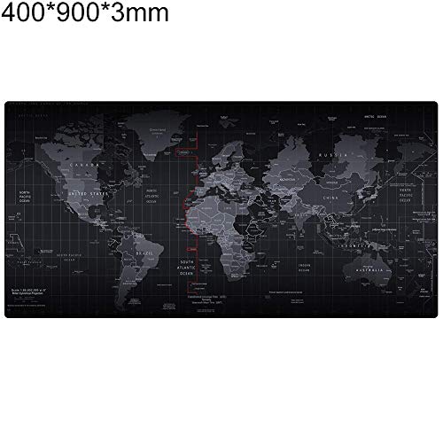 Preisvergleich Produktbild obiqngwi für elektronische Wettkampfsportarten, Große Weltkarte Gedruckt 3mm Gummibasis Anti-Rutsch-Tastatur Mauspad Tischset - 400mm x 900mm x 3mm