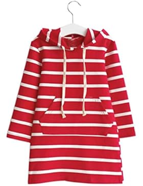 Omiky® Kinder Mädchen Herbst Hooded Langarm Casual Kleidung Striped Pack Kleider