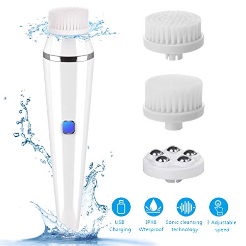 Spazzola Pulizia Viso, spazzola facciale ricaricabile, Spazzola Viso Impermeabile Spazzola per la Pulizia del Viso e Corpo, per Pulizia, Esfoliazione Dolce e Rimozione di Comedone