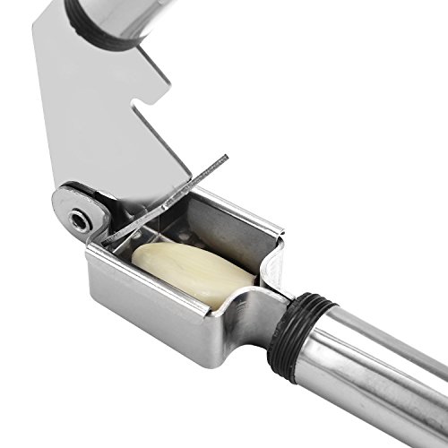 Smacho Knoblauchpresse Edelstahl Garlic Press Perfekt für ungeschälte Knoblauchzehen mit Knoblauchschäler kostenlos (Modell 12783) - 4