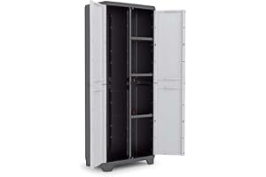 Keter 9726000 0616 02 Plastskåp, Ljusgrå, Svart, 68 x 39 x 173 cm