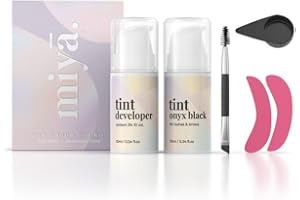 MIYA LASH | Schwarze wasserfeste Farbe für Augenbrauen und Wimpern | 2-in-1 Wimpern- und Augenbrauen-Farbset | Wasserdicht | Schwarz | Langanhaltende Wimpern- und Augenbrauenfarbe für 6 Wochen
