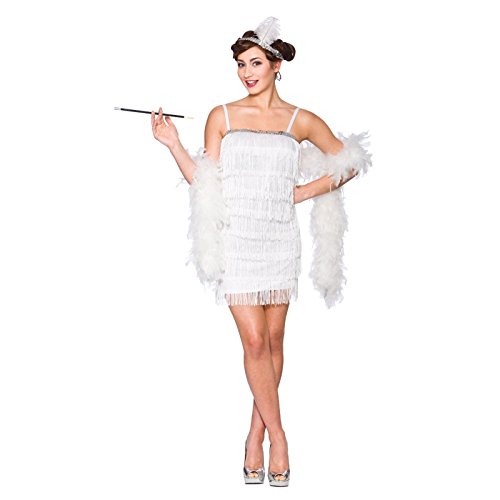 Ladies White 1920'S Showtime Flapper Fancy Dress Costume