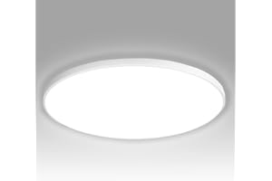 ‎NUODIFAN NUODIFAN LED Deckenleuchte,18W Deckenlampe,1800LM Ultra Dünn Weiß 6500K Wasserfest IP65 Badzimmer Deckenlampe,Rund Deckenleuchte Flimmerfreie Lampe, LED Lampen
