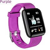 ღღ Regalo perfecto: La longitud de la correa se puede ajustar entre 120 ~ 200 mm y se adapta a la mayoría de los hombres, mujeres, smartwatch Con batería de 150 mAh, chips de bajo consumo de energía, 3 horas de carga y una vida útil prolongada de la batería de hasta 10 días. La aplicación es compatible con la mayoría de los teléfonos inteligentes con Bluetooth 4.0 o superior. Puedes comprar una pulsera de fitness, una correa reemplazable gratis,