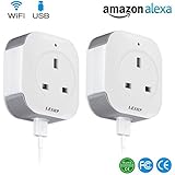 Smart Socket, GreensKon Wifi Plug Smart Socket Alexa Remote Control Timer Switch Power Socket Outlet Smart Home Devices With USB Output(5V/1A) Controlling Electronic Equipment by Phone 2 Pack