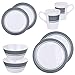 Produktbild 10T DW Gray 8 tlg Melamin Geschirr-Set Campinggeschirr für 2 Mann 4x Teller 2x Tassen 2x Schüsseln