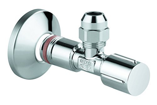 Grohe 22039000 Eckventil, für Einhandmischer mit selbstdichtendem Anschlussgewinde, Wandanschluss 1/2 Zoll mit Schubrosette, Abgang 3/8 Zoll - 2