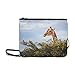 Produktbild WYYWCY Hohe Giraffen essen Acacia Leaves Pattern Benutzerdefinierte hochwertige Nylon Slim Clutch Crossbody Tasche Umhängetasche
