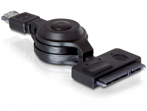 DELOCK Kabel eSATAp > SATA 22pin 6.4cm 2.5 Zoll Aufrollkabel