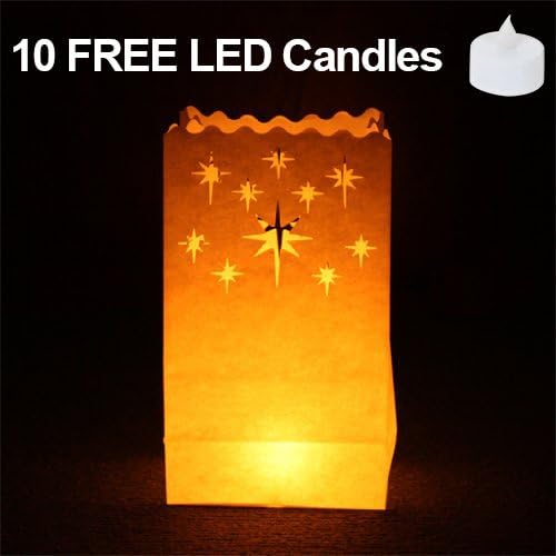 PMS 10PCS Tea light Paper Candle Lantern Bags LED Flicker Party Home Decoration