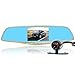 Produktbild WJJ- 1080p HD im Auto-Dash Cam Kamera, DVR Armaturenbrett Videorecorder, Rückspiegel Kamera mit 170 Grad Weitwinkelobjektiv, 4,3-Zoll-Bildschirm, G-Sensor, Loop Recording, Nachtsicht, Parkmonitor