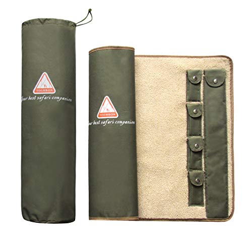 Tourbon GUN Rifle Roll-up de limpieza MAT almohadilla de tiro Caza GUN Kit de herramientas forrado de lana - Verde