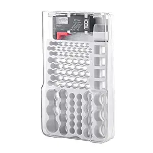 CHESHTA Battery Master Storage Battery Organizer Case with Hinged Clear Cover (Battery Not Includes)