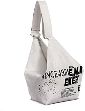 BAO CORE Damen Canvas Leinwand Rucksack Umhängetasche Messenger Bag Schultertasche Tasche Buchstabeln Muster Weiß...