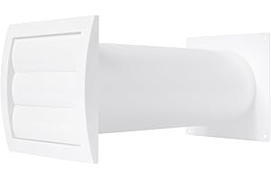 REPA MARKET Zestaw wentylacji przez ścianę 10 cm, regulowana, pokrywa wentylacyjna suszarki z przyłączem rurowym i kanałowym, biała, plastikowa, z wbudowaną siatką przeciw owadom (styl 1 z 10 cm)