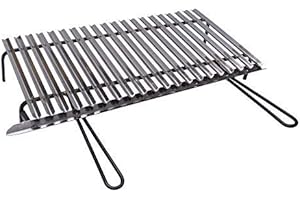 Fonderia Bongiovanni Grille en Acier Inoxydable 80x35 cm pour Barbecue avec récupération des huiles