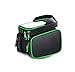 Produktbild WOLJW Fahrradrahmen Tasche wasserdicht Fahrrad Vorderrohr Tasche Fotorahmen Handytasche Touchscreen Doppeltasche hängen Handytasche Smartphone Sonnenschirm Design,Green
